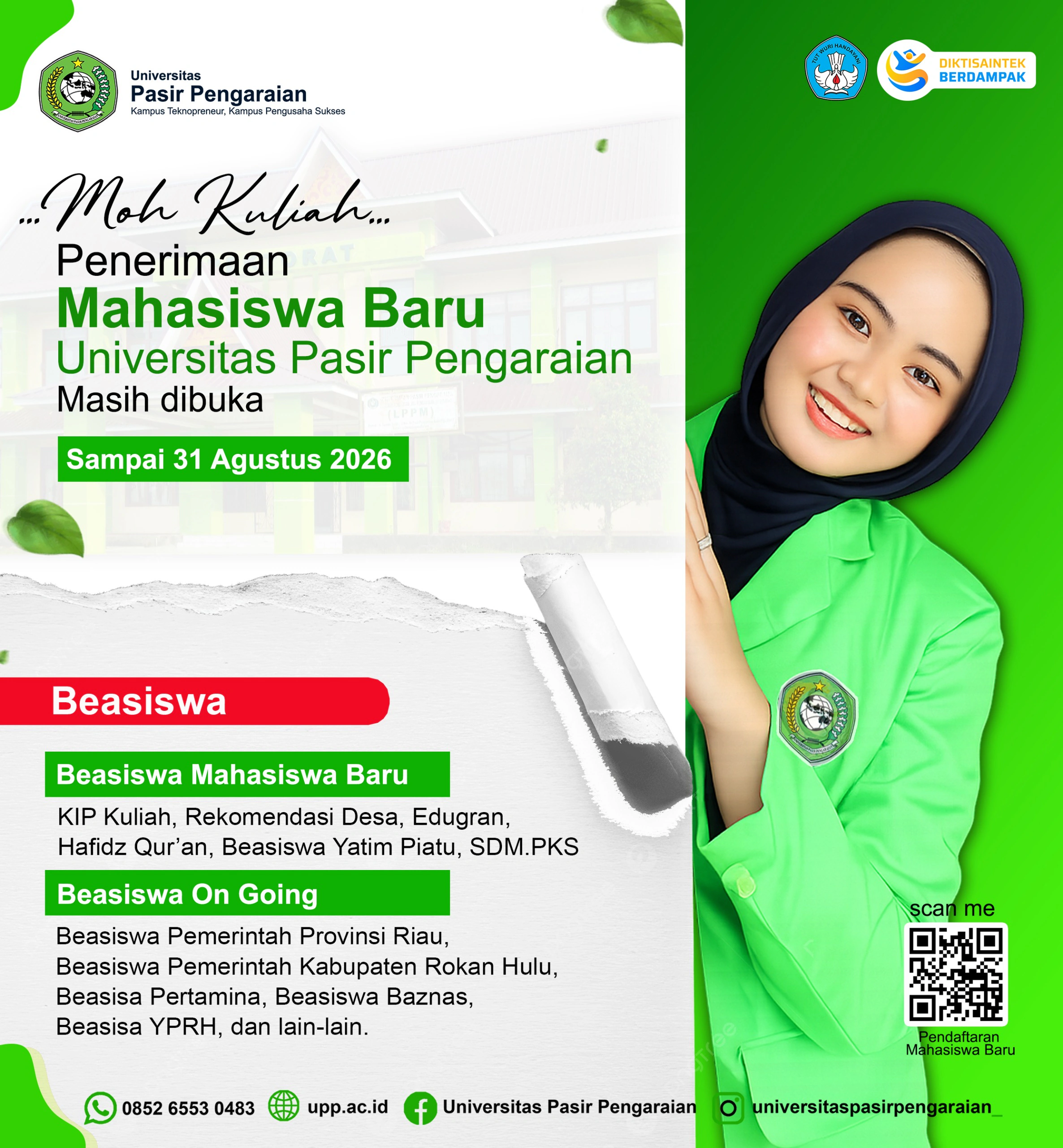 Kesempatan Emas! Penerimaan Mahasiswa Baru Universitas Pasir Pengaraian 2026 Masih Dibuka, Tersedia Banyak Pilihan Beasiswa